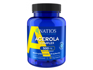 NATIOS Acerola Complex, 500 mg, 90 veganských kapslí 🌱
