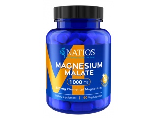 NATIOS Magnesium Malate 1000 mg + B6, 90 veg. kapslí 🌱, (elem. hořčík 170 mg)