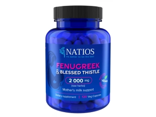 NATIOS Fenugreek & Blessed Thistle Extract, Pískavice & Benedikt, 2000 mg, 120 veg. kapslí 🌱