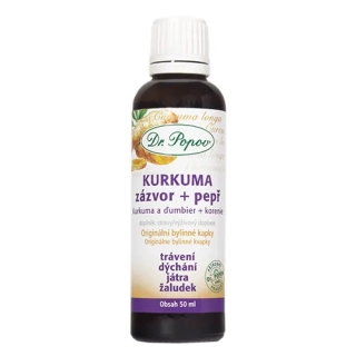 KURKUMA + zázvor + pepř, originální bylinné kapky, 50 ml